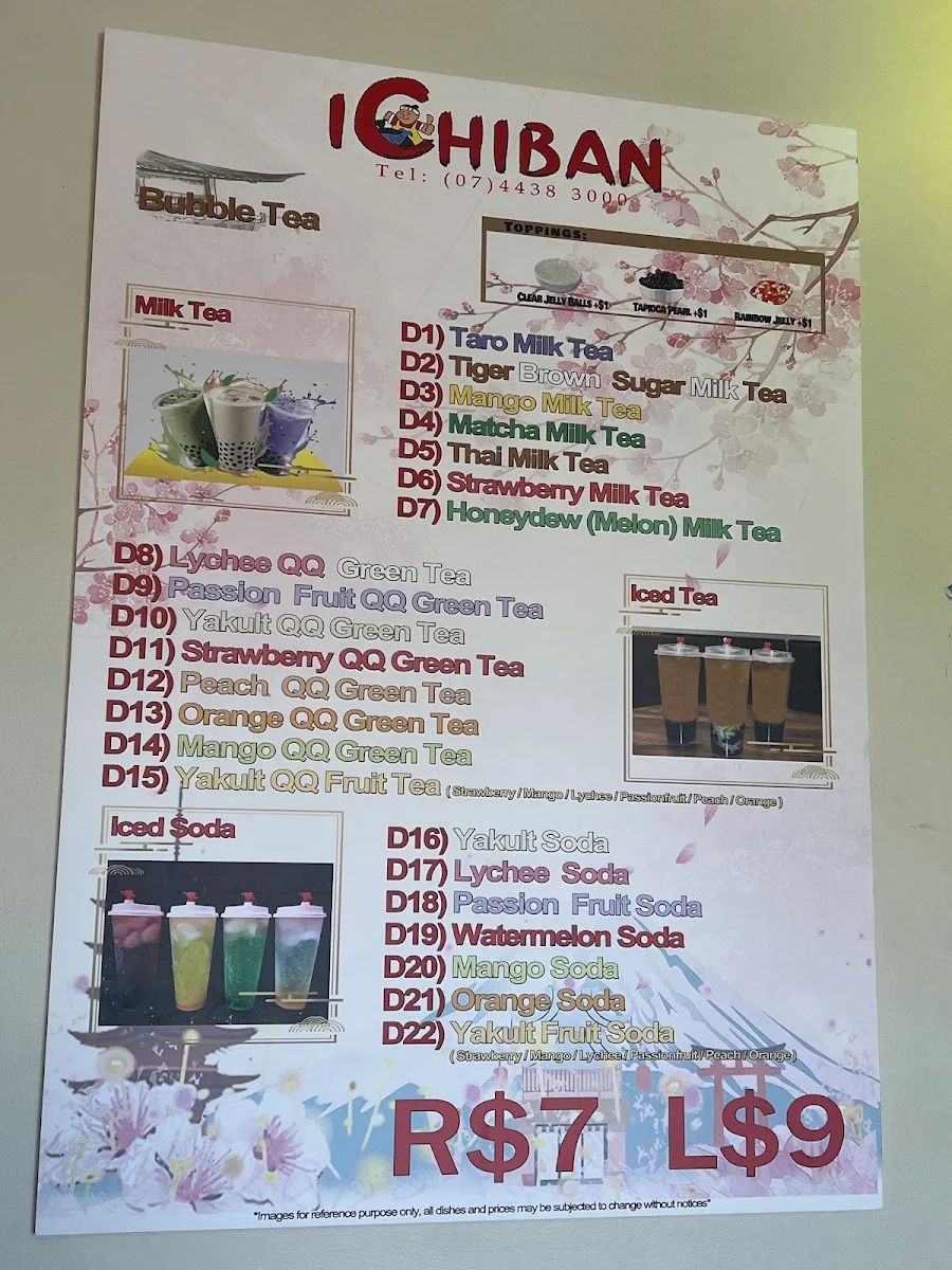 Menu, ICHIBAN Japanese Takeaway