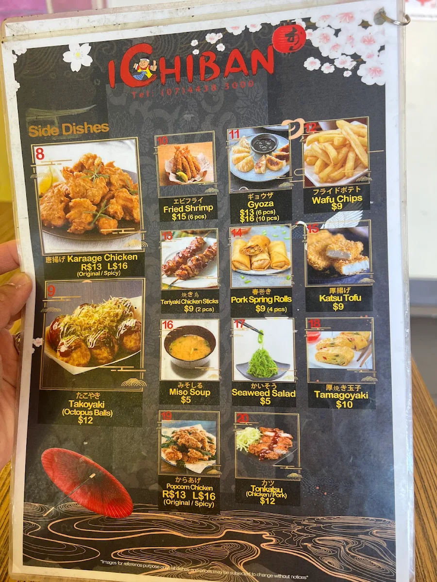 Menu, ICHIBAN Japanese Takeaway