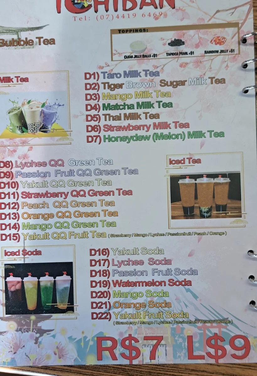 Menu, ICHIBAN Japanese Takeaway
