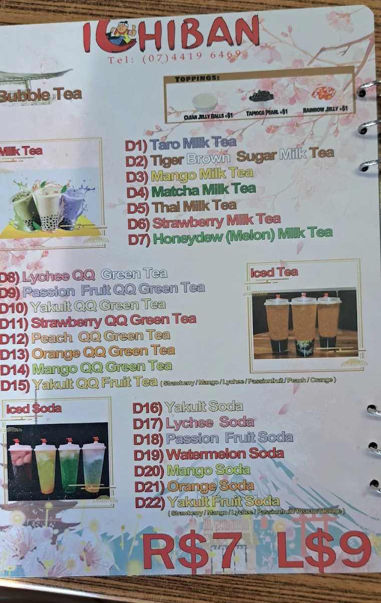 Menu, ICHIBAN Japanese Takeaway