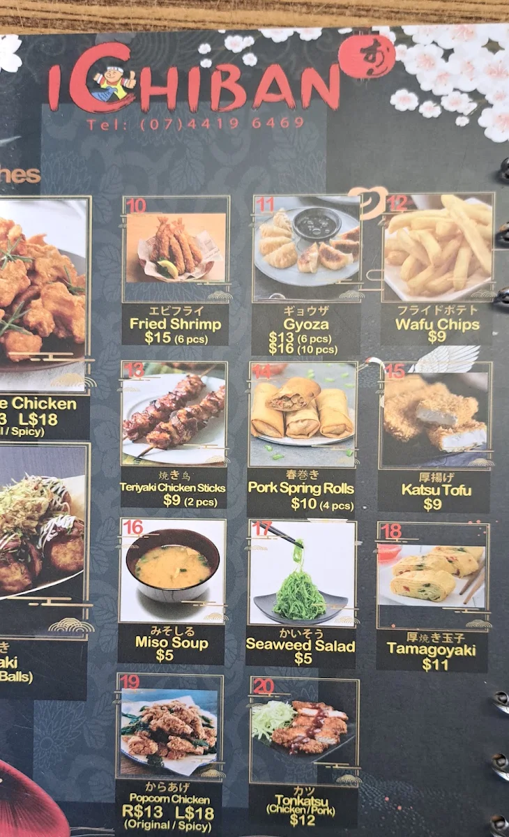 Menu, ICHIBAN Japanese Takeaway