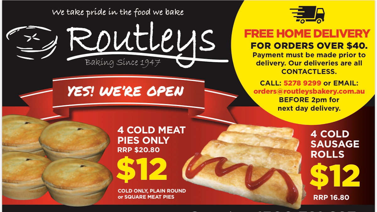 Menu, Routley's Bakery