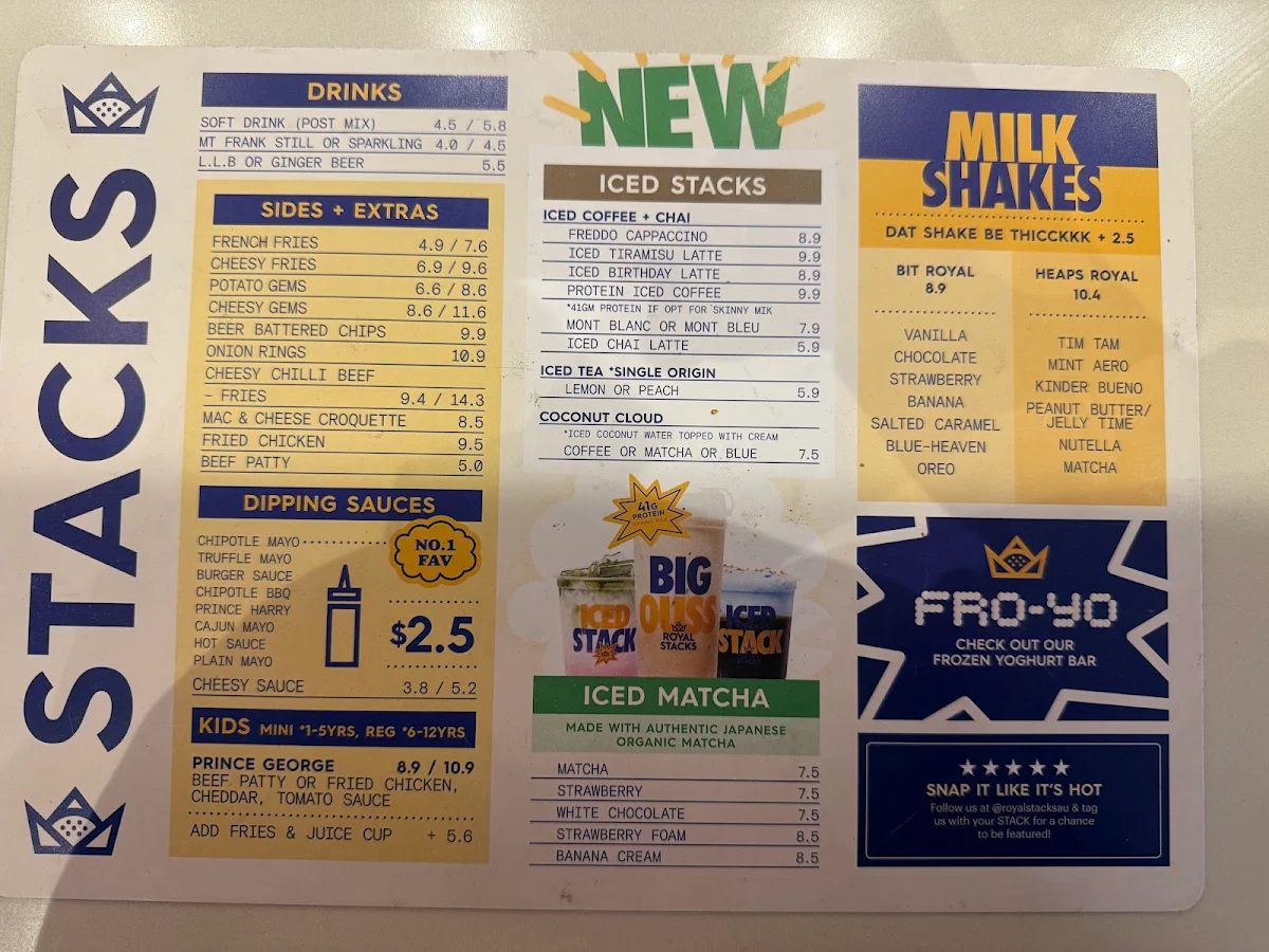 Menu, Royal Stacks Moonee Ponds