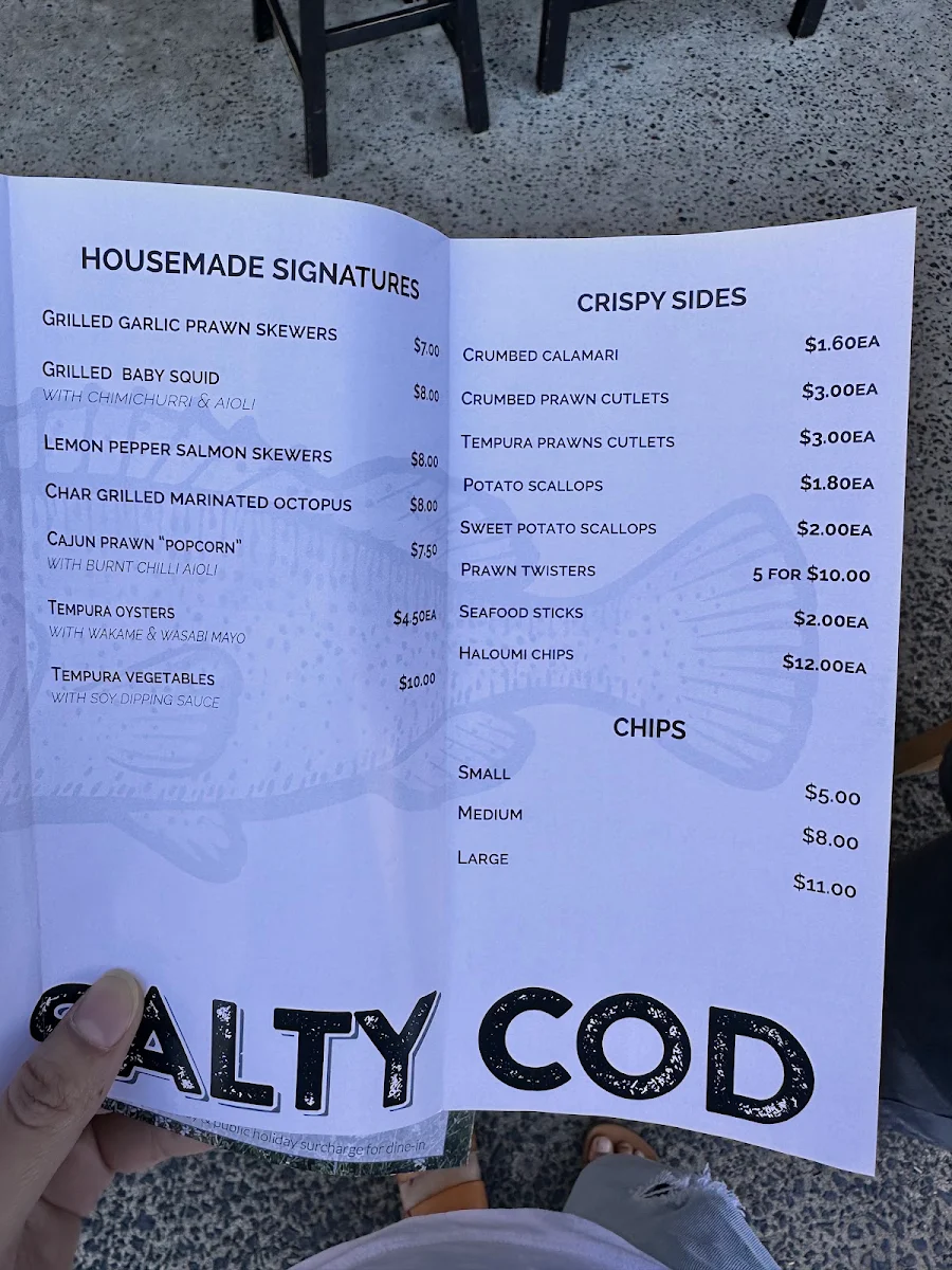 Menu, The Salty Cod