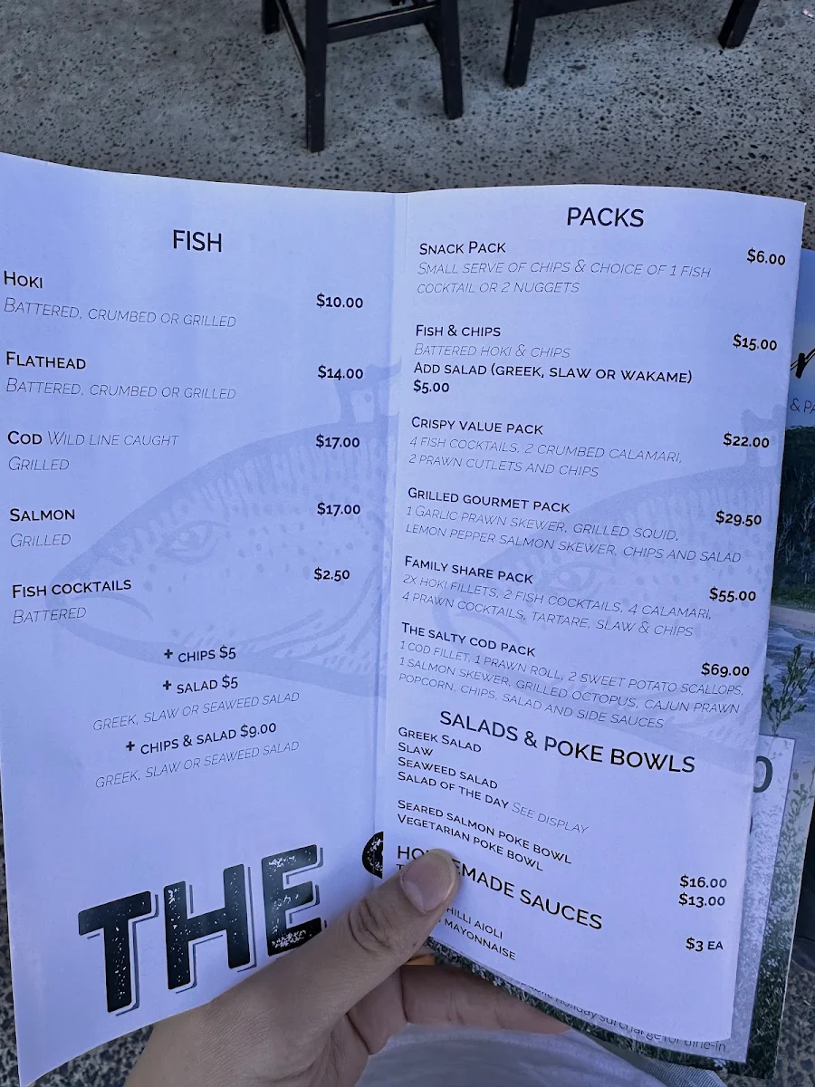 Menu, The Salty Cod