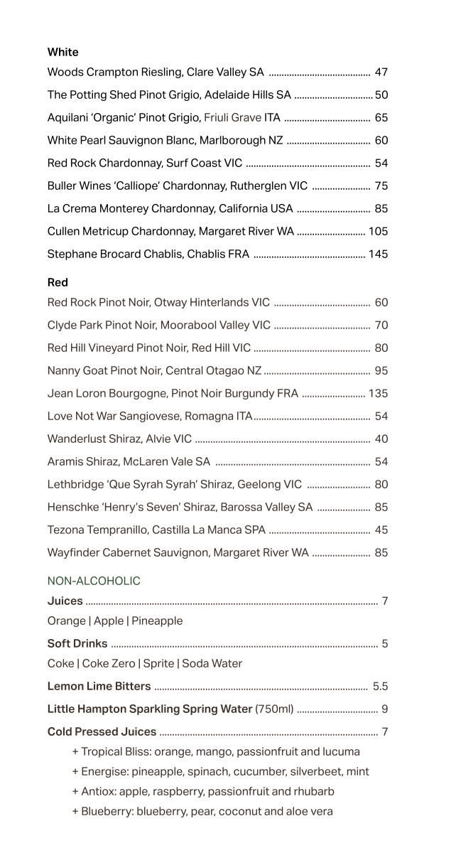 Menu, Bomboras