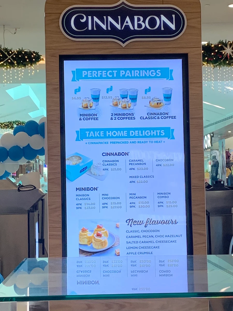 Menu, Cinnabon Westfield Chermside