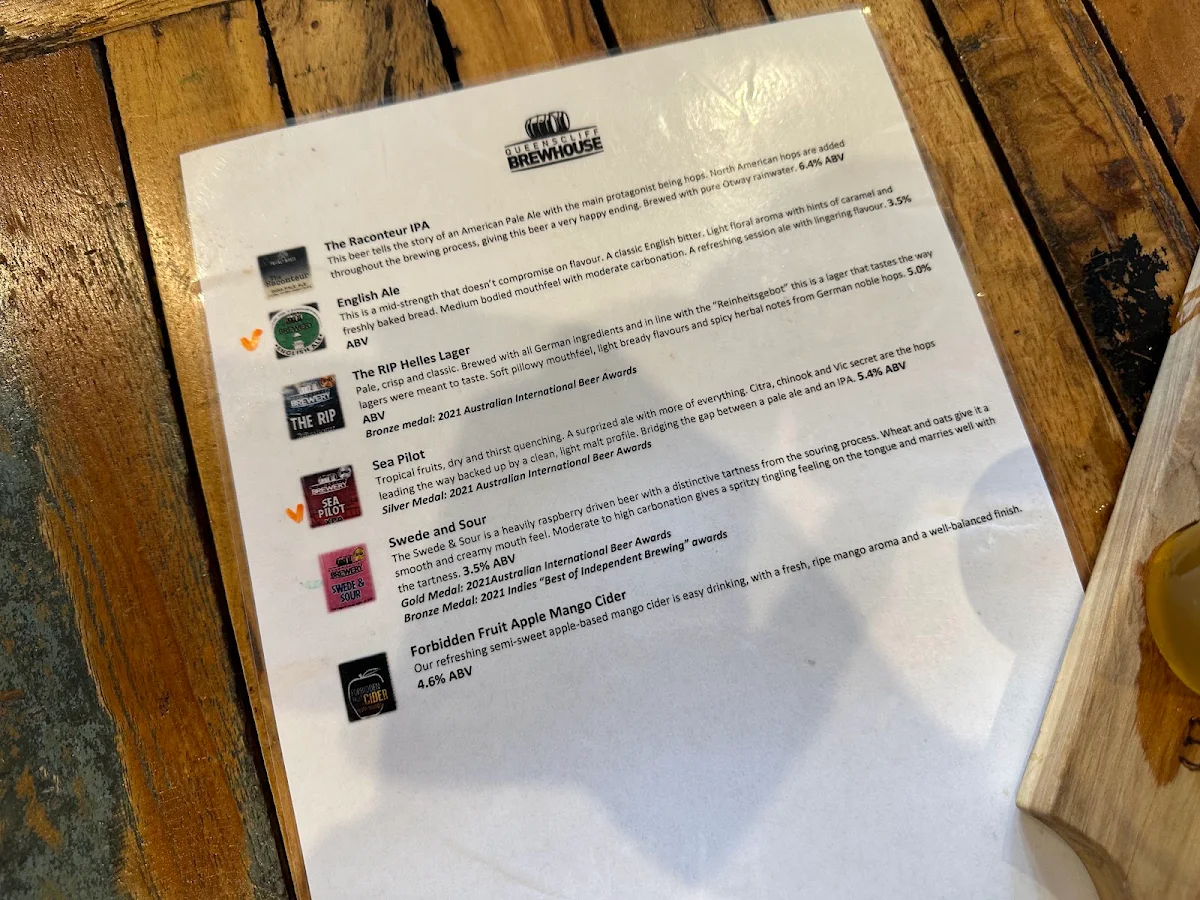 Menu, The Esplanade Hotel Queenscliff