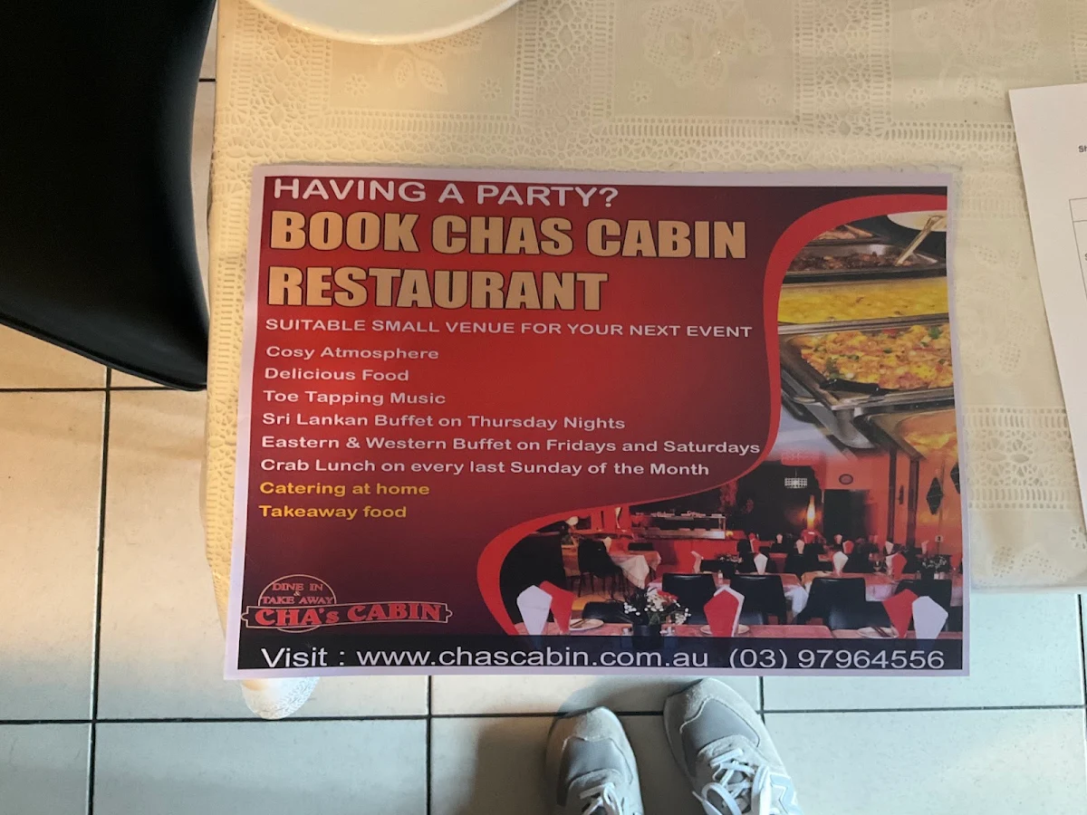 Menu, Cha's Cabin