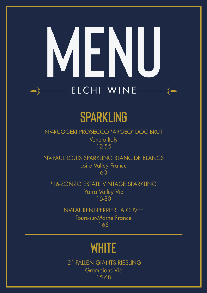 Menu, ELCHI-Indian Restaurant Melbourne