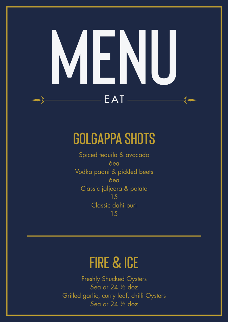 Menu, ELCHI-Indian Restaurant Melbourne
