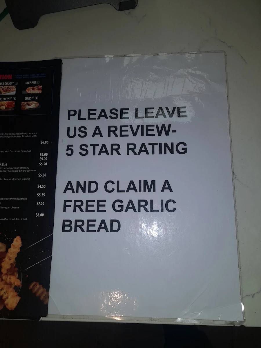 Menu, Domino's Pizza Beechboro