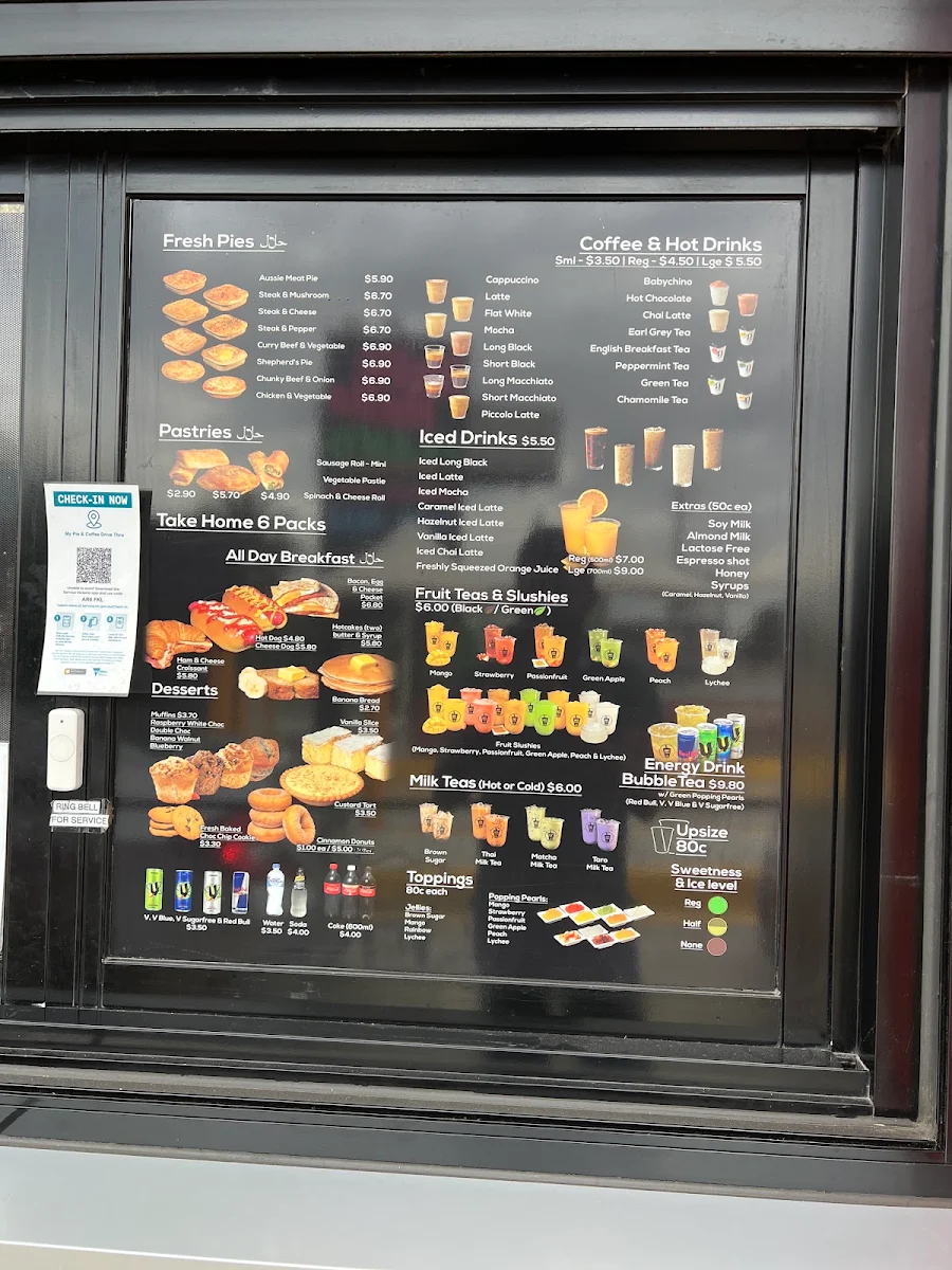 Menu, My Pie & Coffee Drive Thru