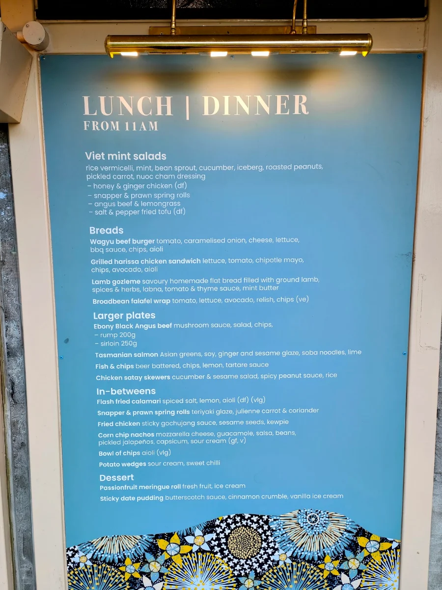 Menu, The Summit Cafe