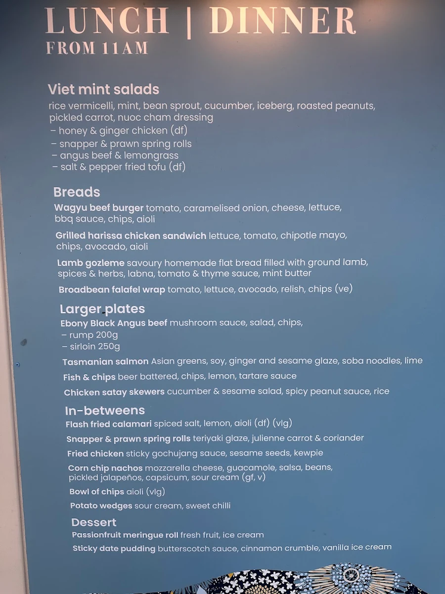 Menu, The Summit Cafe