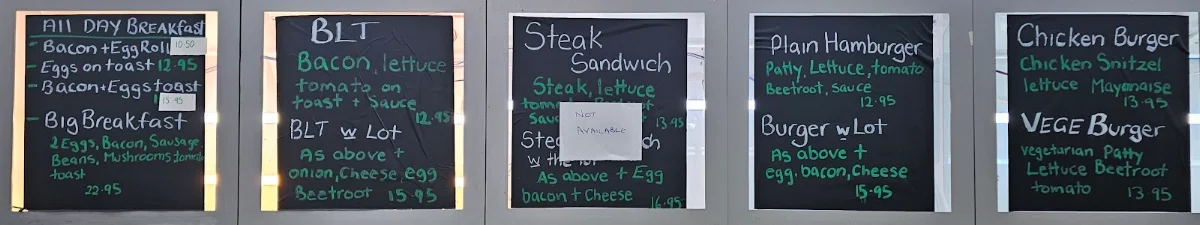 Menu, Sally’s Place