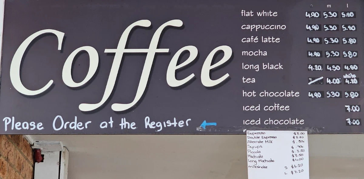 Menu, Sally’s Place