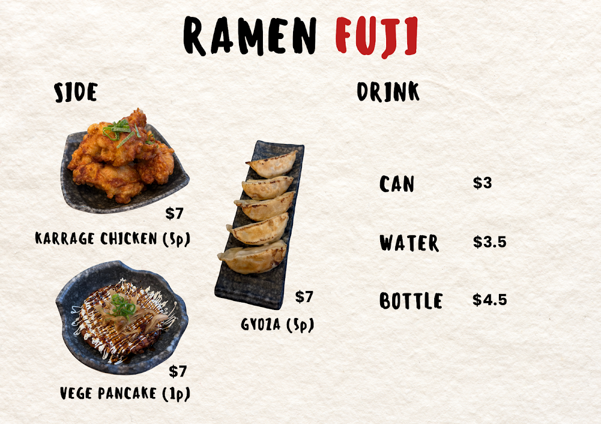 Menu, Ramen Fuji