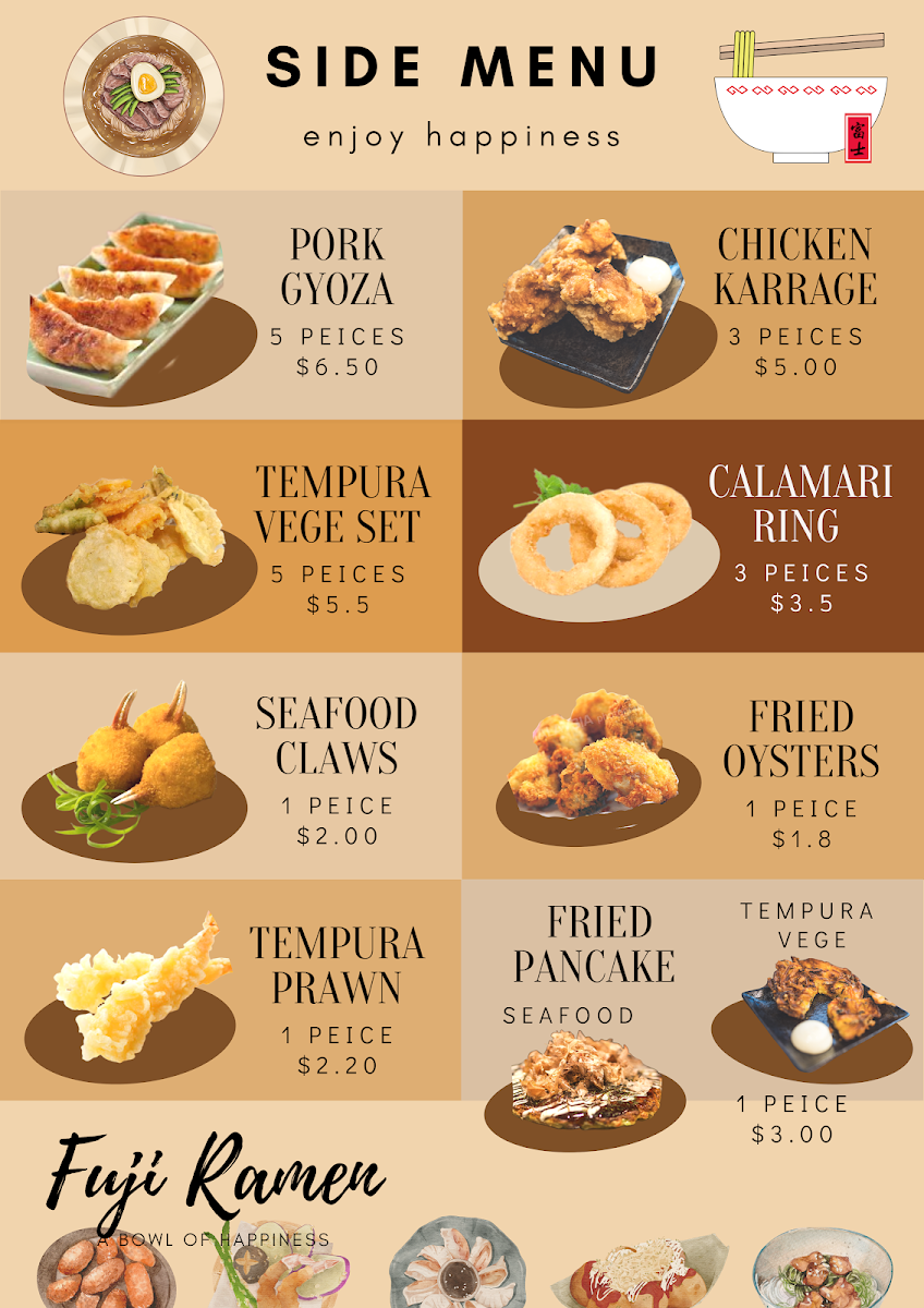 Menu, Ramen Fuji