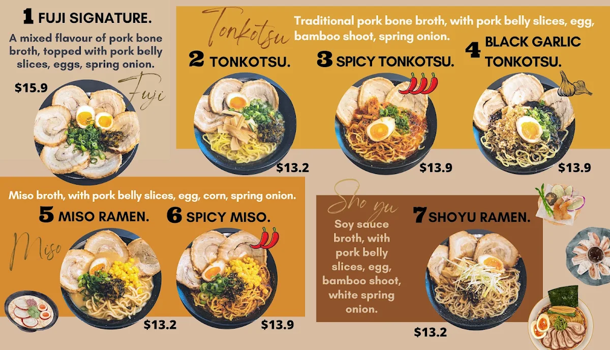 Menu, Ramen Fuji