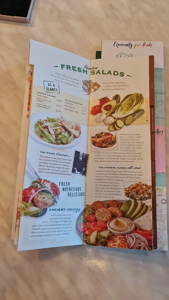 Menu, Dôme Café - Kwinana