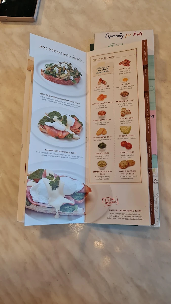 Menu, Dôme Café - Kwinana