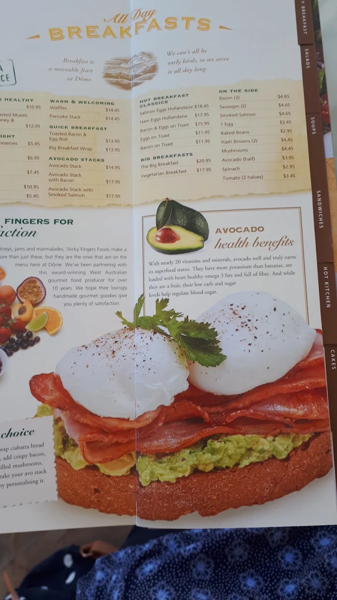 Menu, Dôme Café - Kwinana