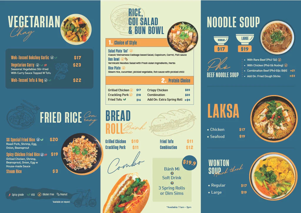 Menu, Saigon Times - Vietnamese Restaurant