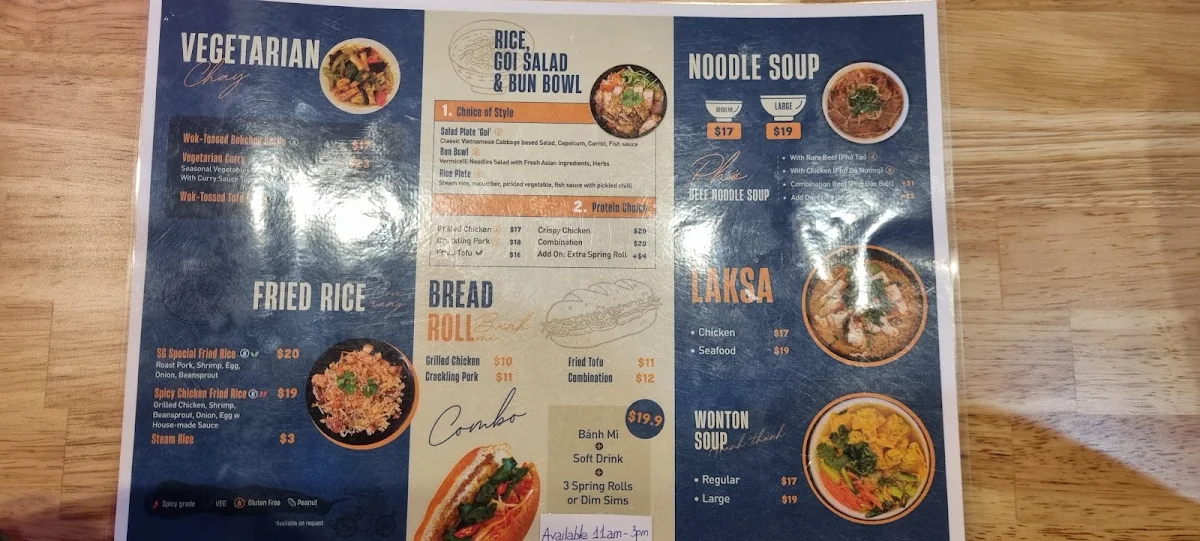 Menu, Saigon Times - Vietnamese Restaurant