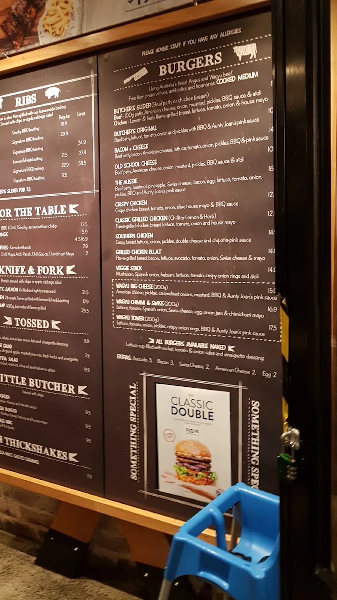 Menu, Ribs & Burgers Eastgardens