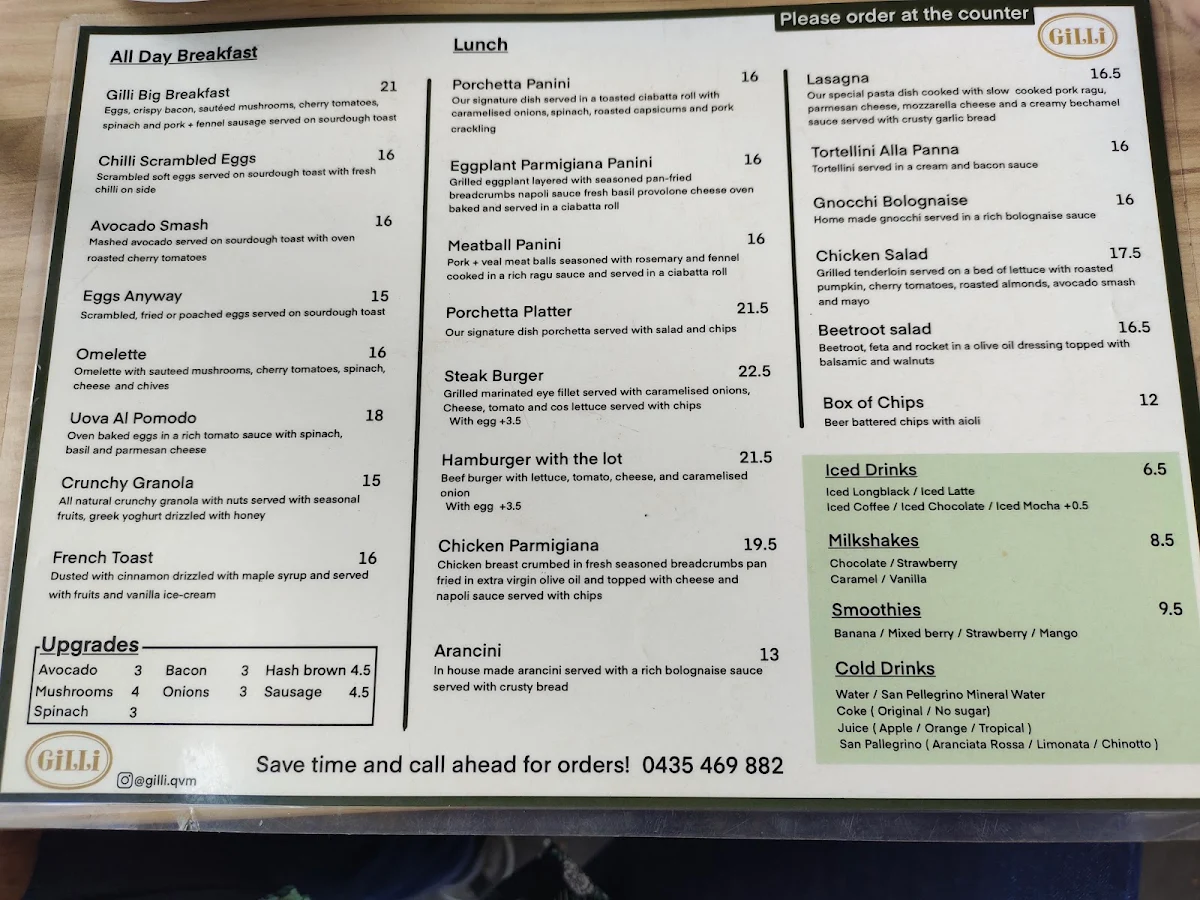 Menu, Gilli