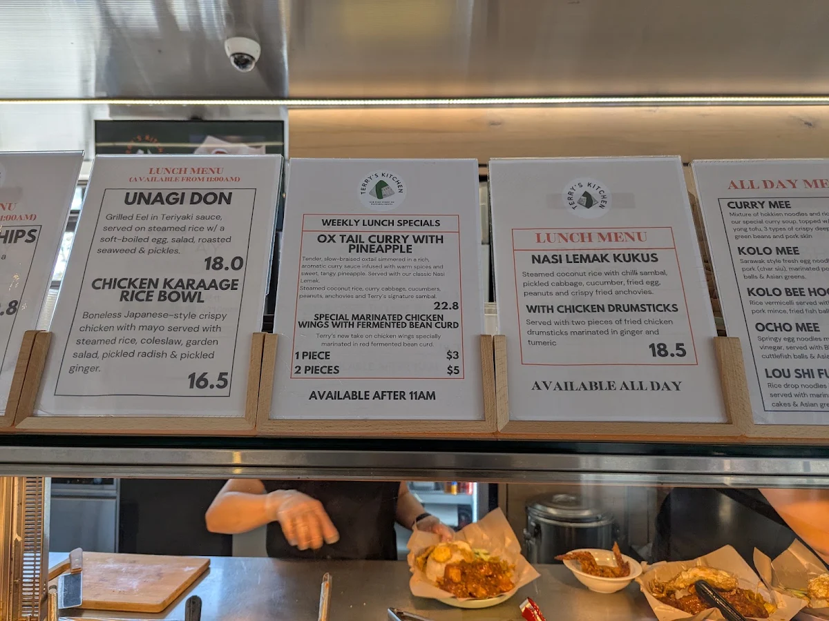 Menu, Terry's Kitchen