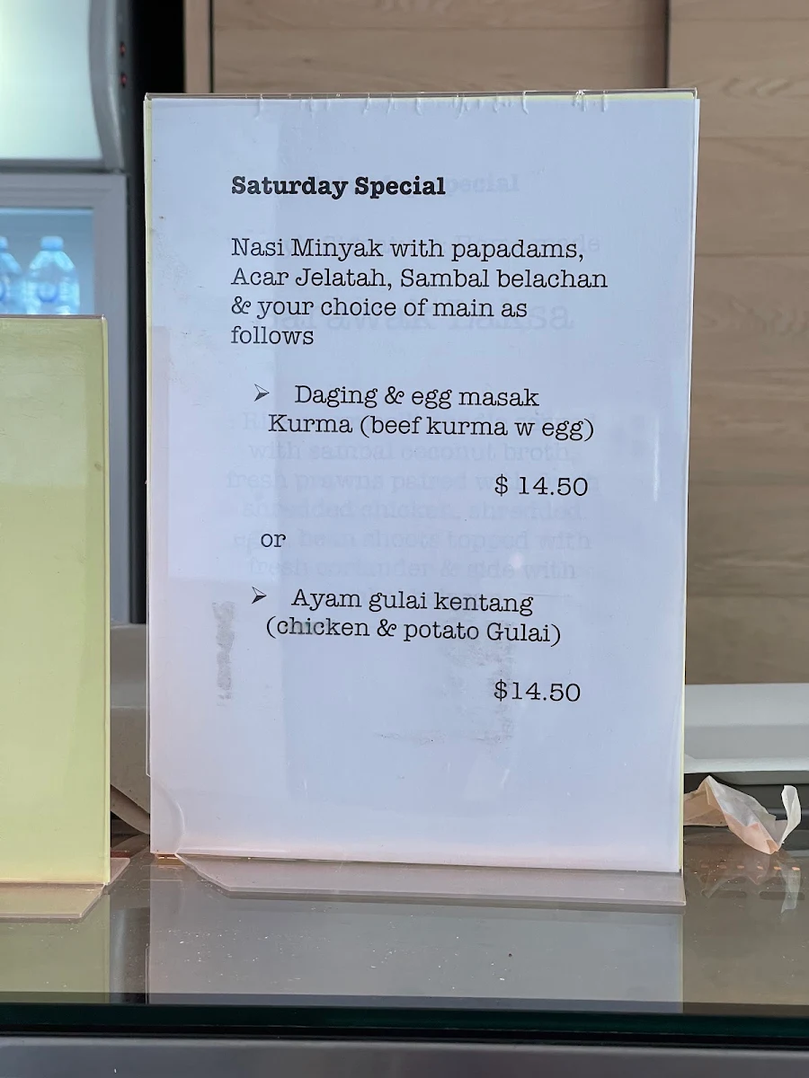 Menu, Terry's Kitchen