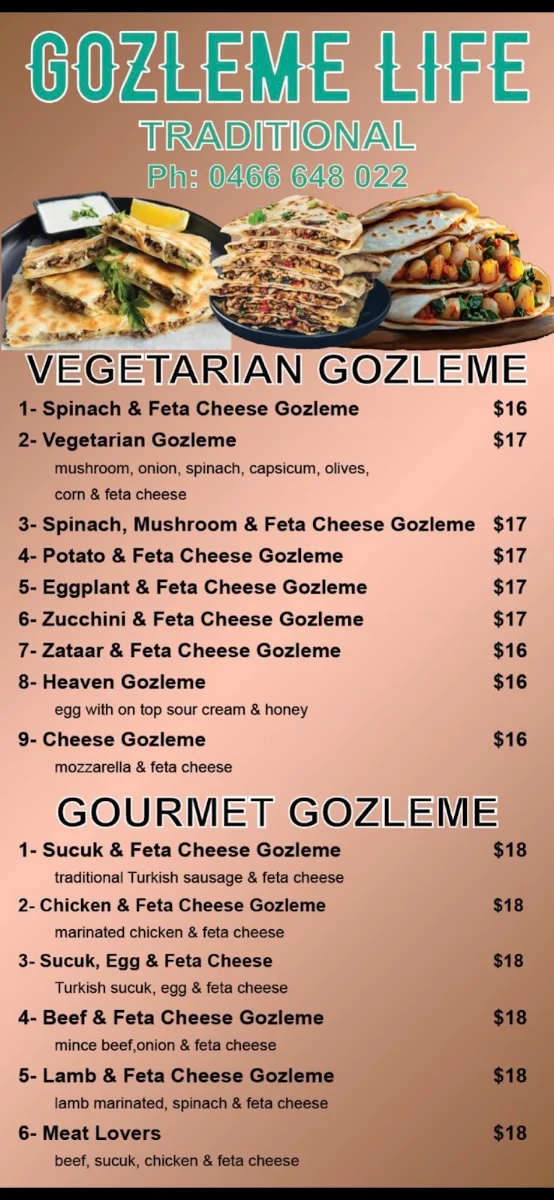 Menu, Gozleme Life