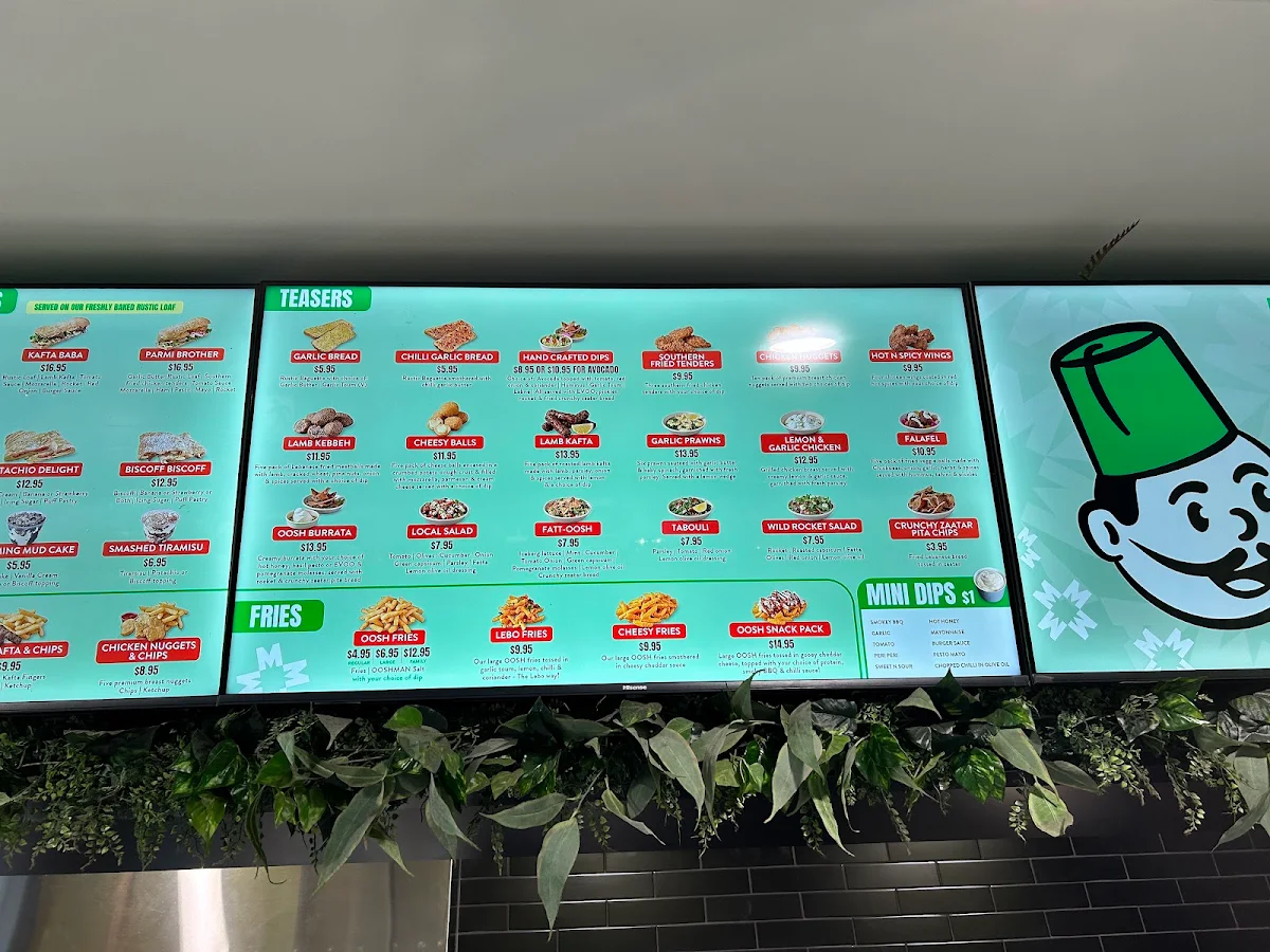 Menu, OOSHMAN Maroubra