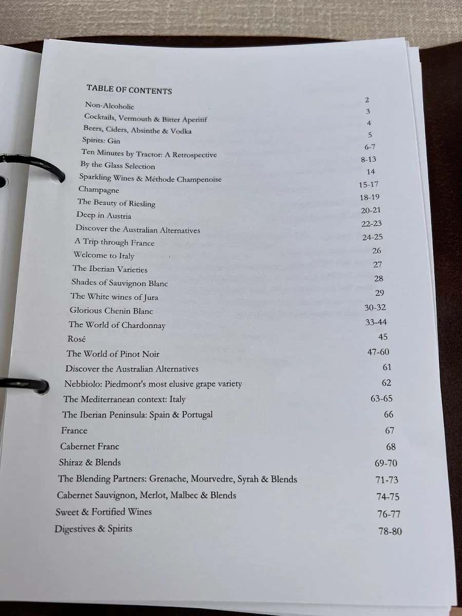 Menu, Ten Minutes by Tractor
