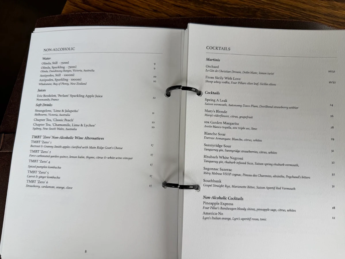 Menu, Ten Minutes by Tractor
