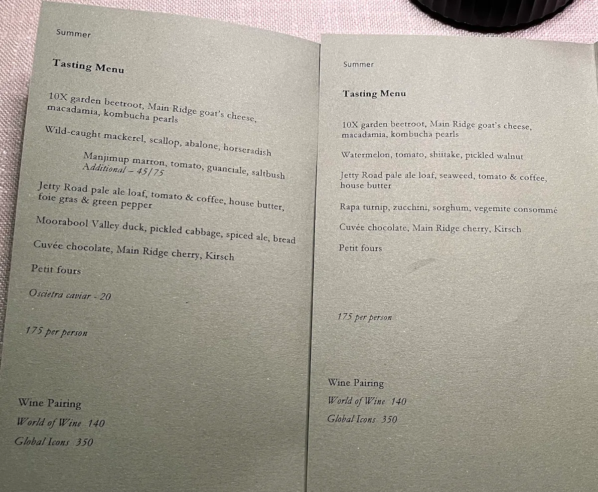 Menu, Ten Minutes by Tractor