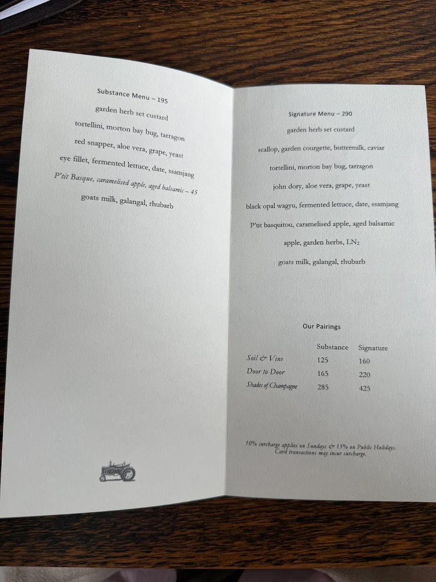Menu, Ten Minutes by Tractor