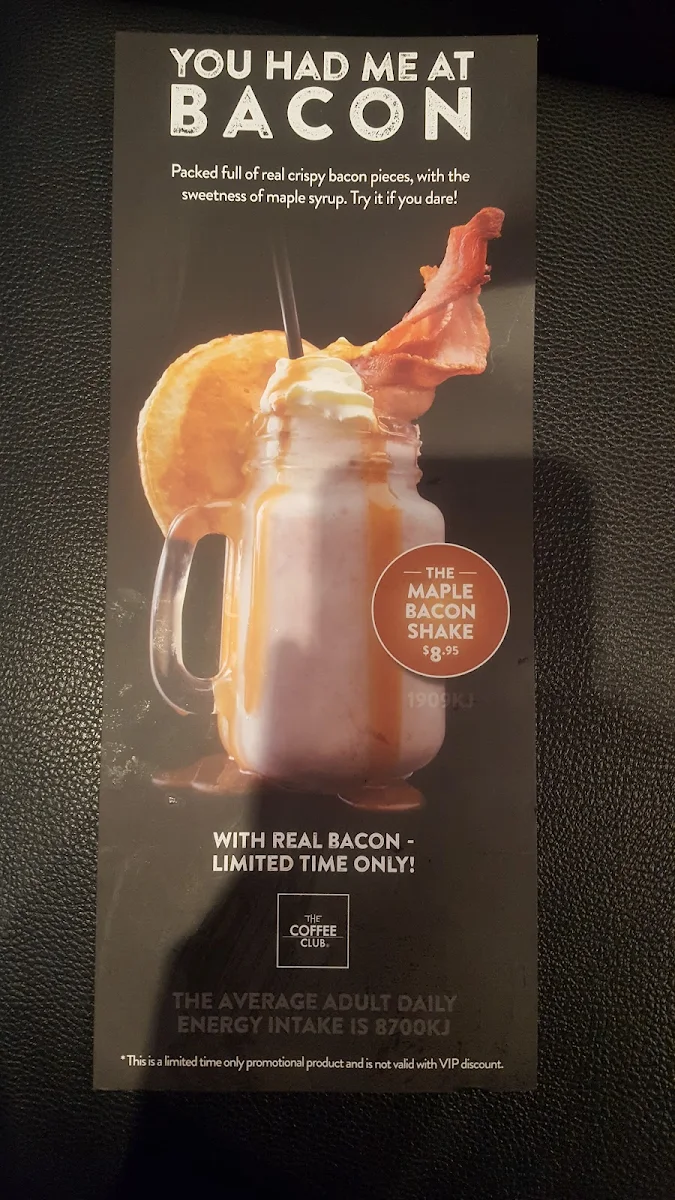 Menu, The Coffee Club Café