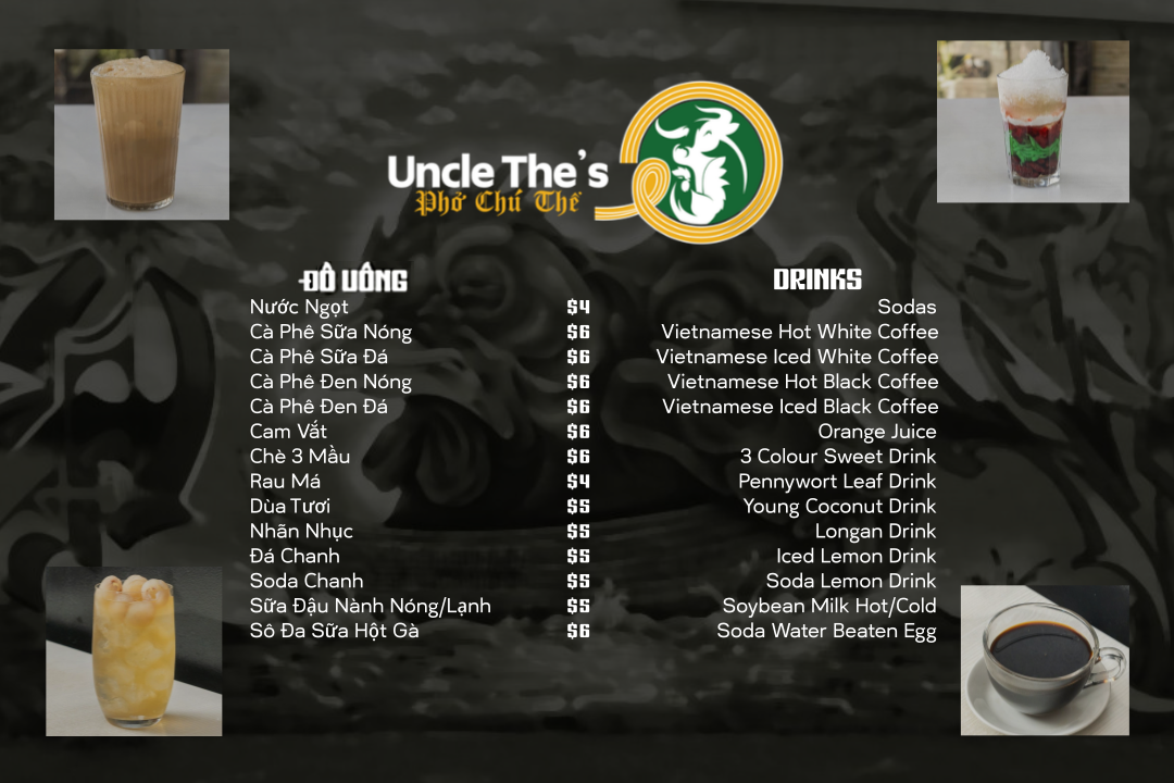 Menu, Phở Chú Thể - Uncle The's