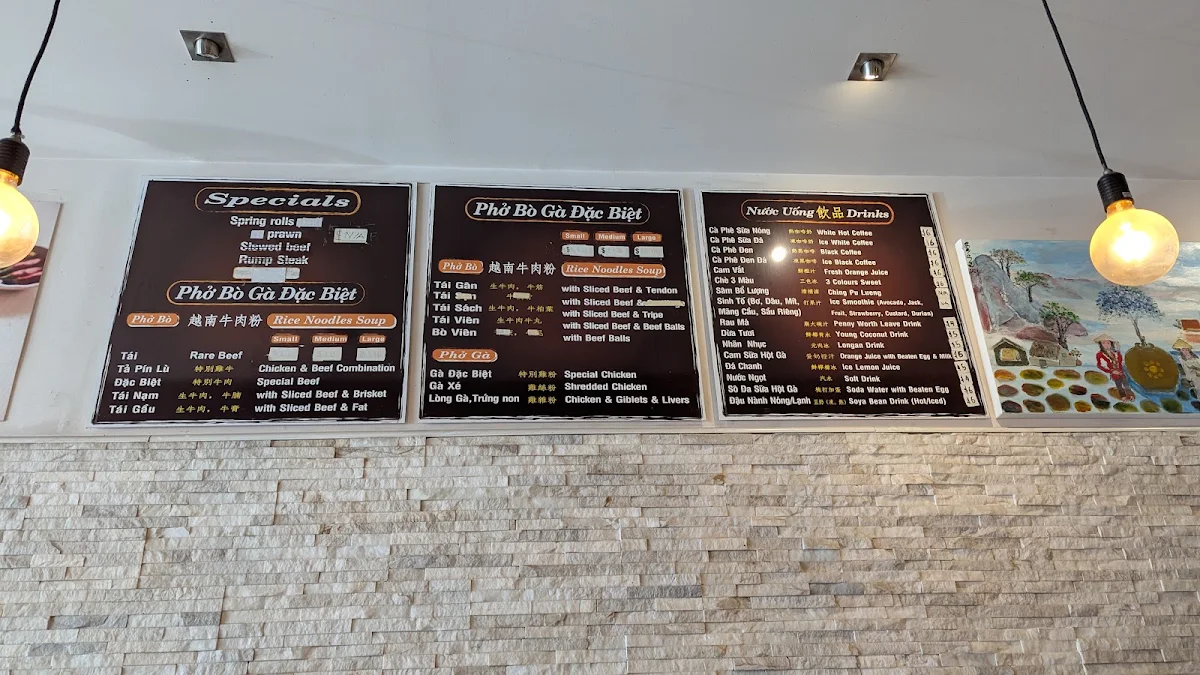 Menu, Phở Chú Thể - Uncle The's