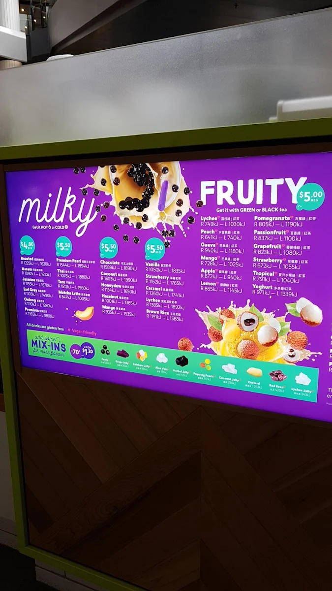 Menu, Chatime Toowong Village