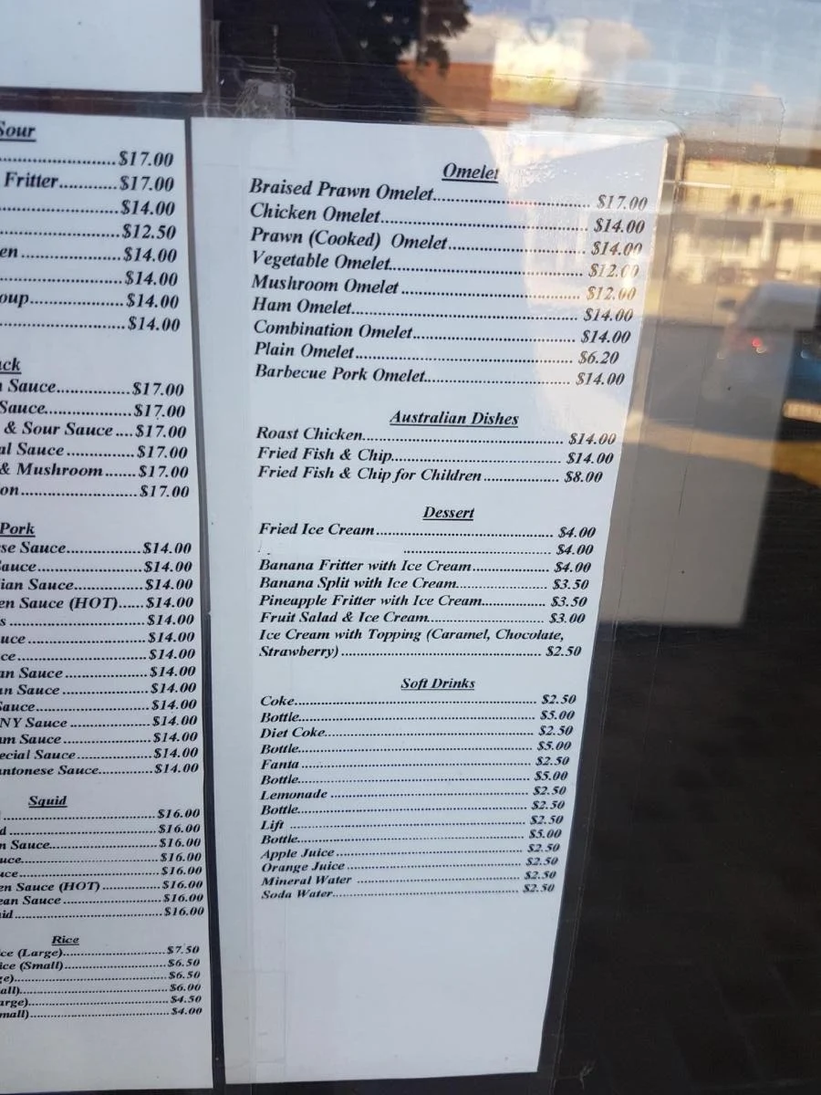 Menu, Cantonese Inn Chinese Restaurant & Takeaway