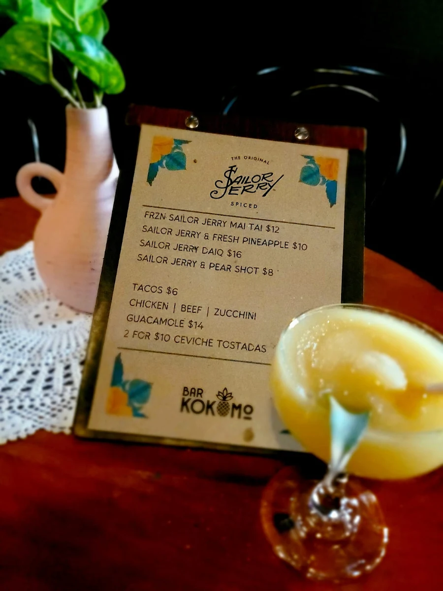 Menu, Bar Kokomo