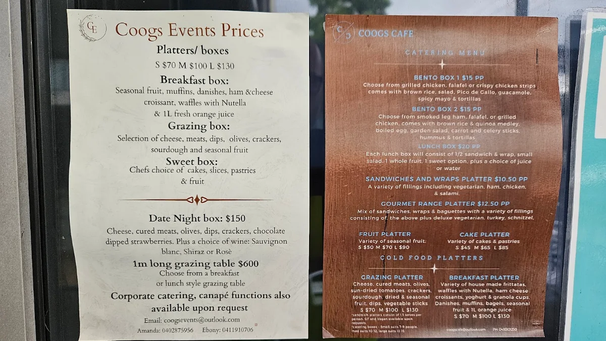 Menu, Coogs Cafe