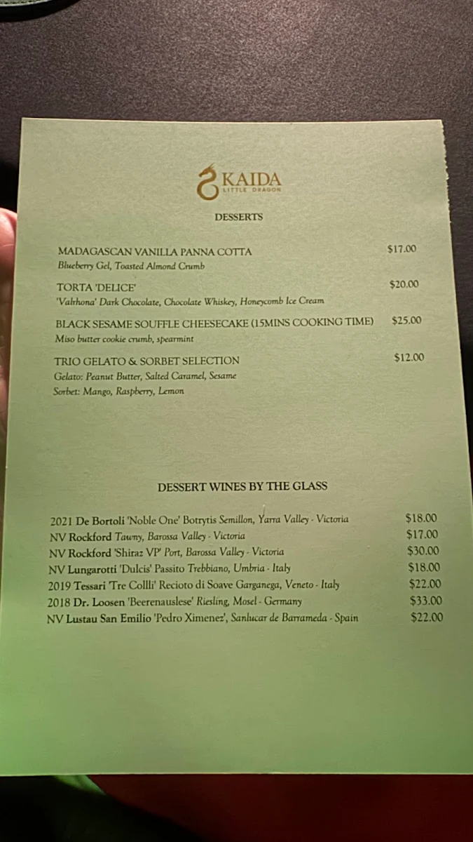 Menu, Kaida Little Dragon