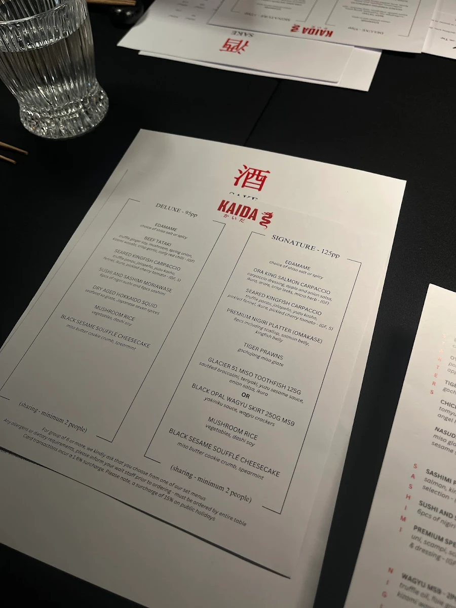 Menu, Kaida Little Dragon