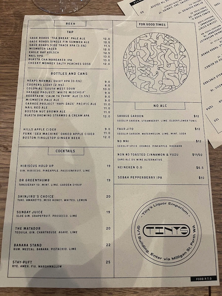 Menu, Tiny's