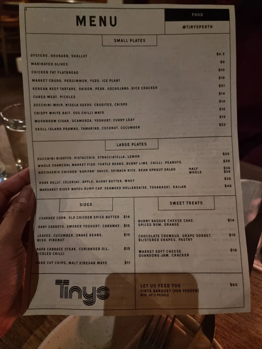 Menu, Tiny's